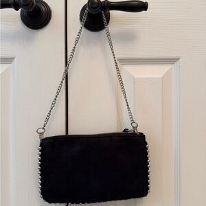 Zara Black Suede purse with Silver Chain